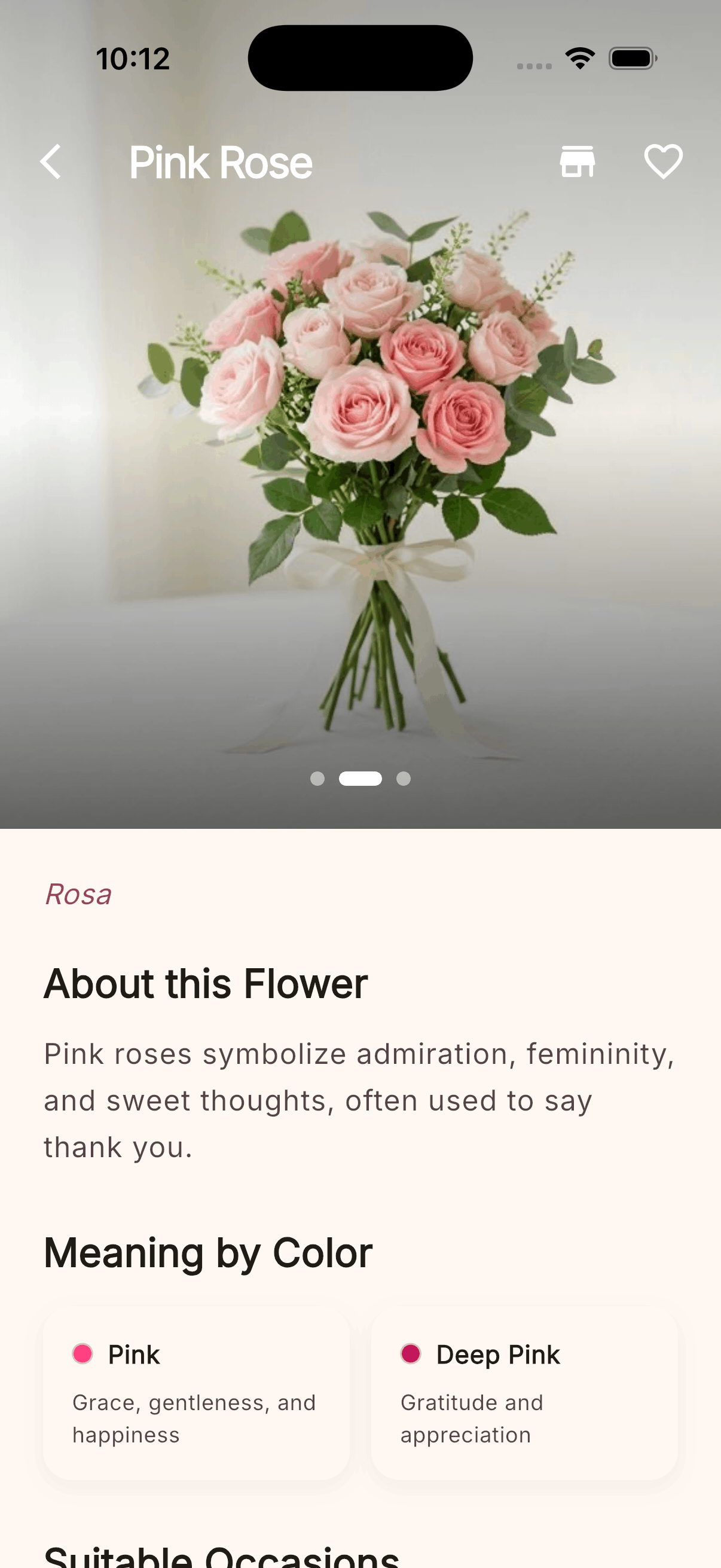 Pink Rose detail screen