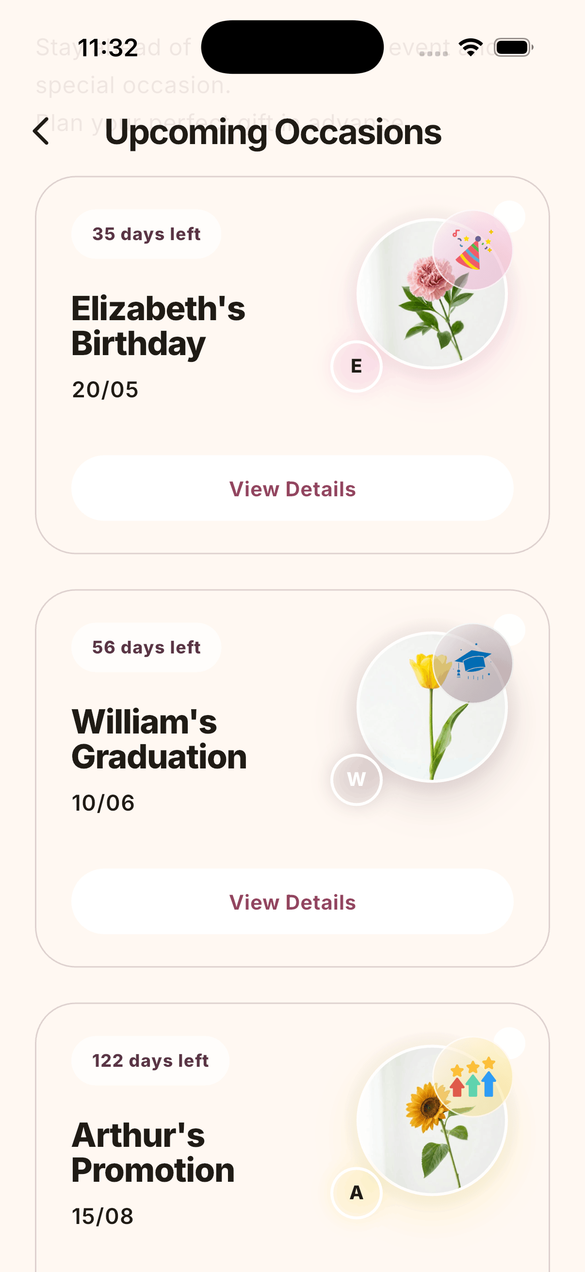 Upcoming Events List